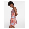 thumbnail image 1 of BAR III Womens Orange Adjustable Zippered Floral Sleeveless Sweetheart Neckline Above The Knee Shift Dress XS, 1 of 4