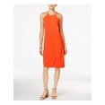 thumbnail image 1 of BAR III Womens Orange Sleeveless Halter Below The Knee Sheath Dress S, 1 of 3