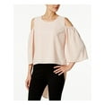 thumbnail image 1 of BAR III Womens Pink Cold Shoulder Long Sleeve Jewel Neck Top Size: 2XS, 1 of 4