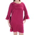thumbnail image 1 of BAR III Womens Purple Bell Sleeve Jewel Neck Above The Knee Shift Dress L, 1 of 2