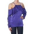 thumbnail image 1 of BAR III Womens Purple Ruffled Cuffed Square Neck Top Size: XS, 1 of 2