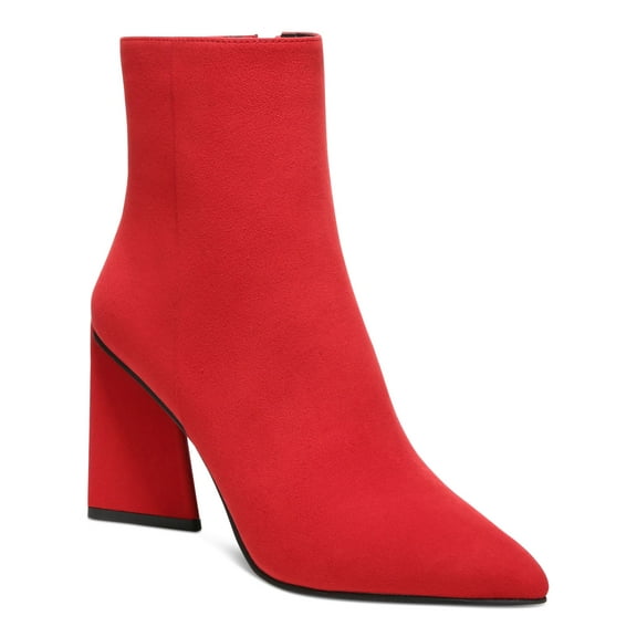 BAR III Womens Red Comfort Asya Pointed Toe Sculpted Heel Zip-Up Dress Boots 6.5 M