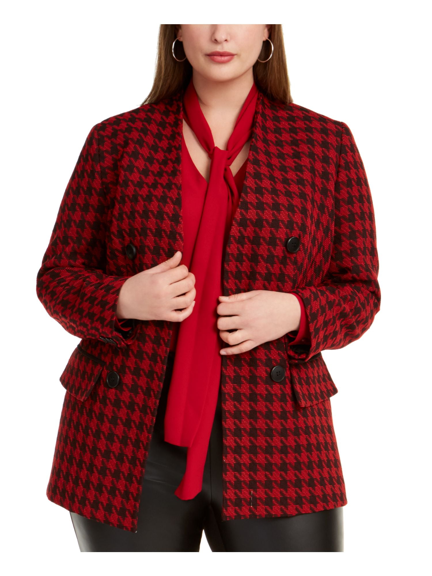 Red houndstooth blazer sale