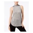 thumbnail image 1 of BAR III Womens Silver Slitted Heather Sleeveless Turtle Neck Top Size: S, 1 of 4