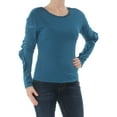 thumbnail image 1 of BAR III Womens Teal Ruffled Low Back Long Sleeve Jewel Neck Top Size: 2XS, 1 of 2