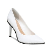 BAR III Womens White Ball-Chain Hardware Binsa Pointed Toe Stiletto Slip On Pumps Shoes 10 M