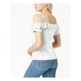 thumbnail image 1 of BAR III Womens White Cold Shoulder Short Sleeve Square Neck Top Size: XS, 1 of 2