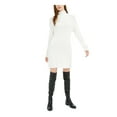 thumbnail image 1 of BAR III Womens White Side-zip Turtle Neck Short Sheath Dress L, 1 of 4