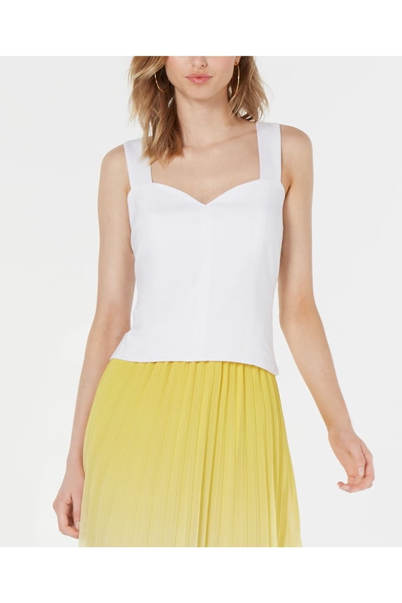 Womens White Sleeveless Sweetheart Neckline Party Top Size: L