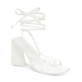 thumbnail image 1 of BAR III Womens White Strappy Padded Alana Square Toe Sculpted Heel Lace-Up Heeled Thong Sandals 10 M, 1 of 4