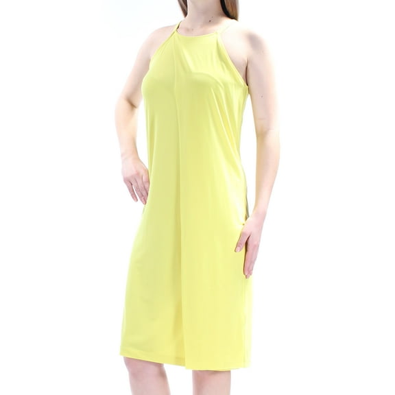 BAR III Womens Yellow Sleeveless Halter Knee Length Shift Casual Dress M