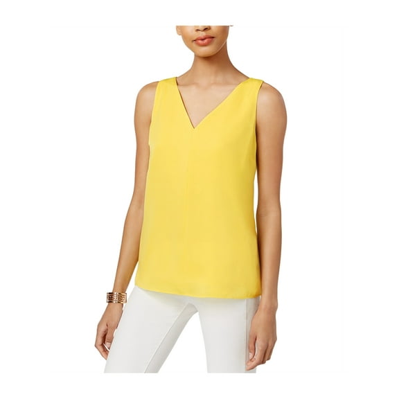 BAR III Womens Yellow V Neck Sleeveless Casual Top XL