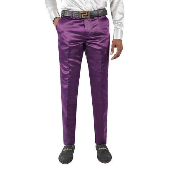 BARABAS Men's Solid Color Plain Shiny Chino Dress Pants 3CP02