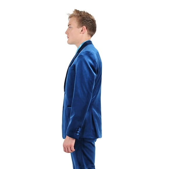 BARABAS Men's Velvet Shiny Finish Peak Lapel Blazer 3BL04