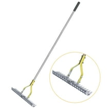 BARAYSTUS Thatch Rake, 15-inch Wide Lawn Thatching，Efficient Steel Metal Lawn Grass Rake With Stainless Steel Handle, 58.5-inch Length.