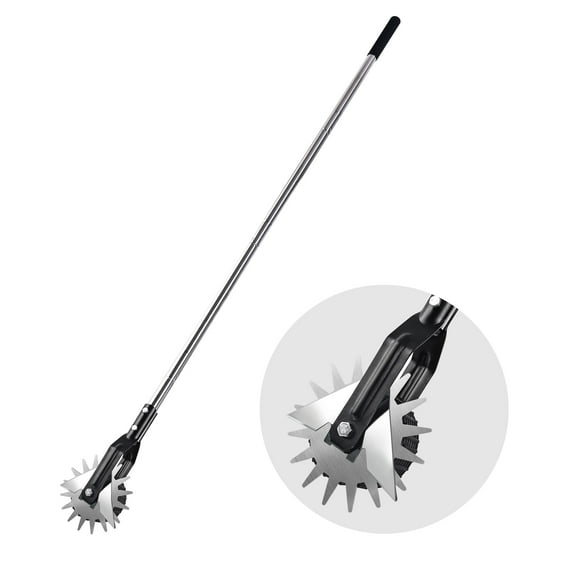 BARAYSTUS Wheel Rotary Lawn Edger, 58.26" with 3-Section Stainless Steel Handle and Cushion Grip