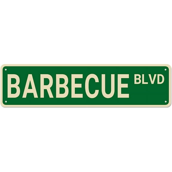 Barbecue BLVD Street Sign - Barbecue Decor, Funny Wall Decor for Home/Garden/Kitchen, Quality Metal Sign 16x4 Inch