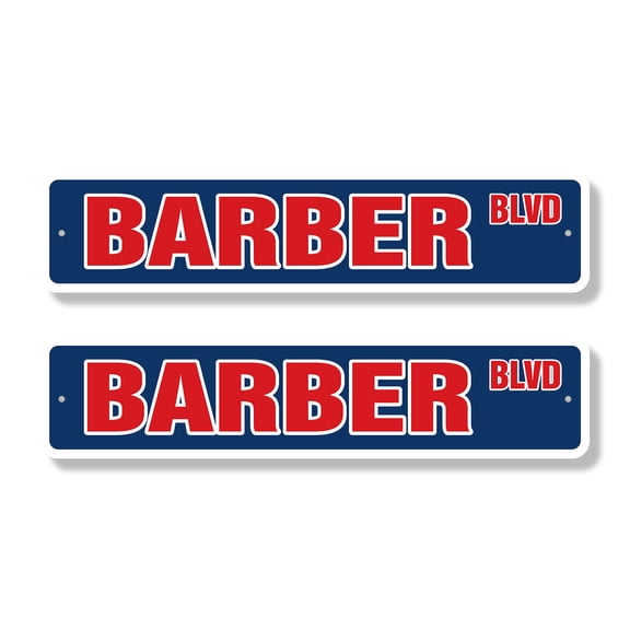 BARBER SHOP Classic Street Sign (2 Pack) novelty salon barbershop stylist haircut Road Sign | 4" X 18" Plastic Address Sign