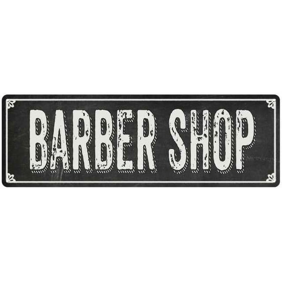BARBER SHOP Shabby Chic Black Chalkboard Metal Sign 6x18 Decor 106180050002