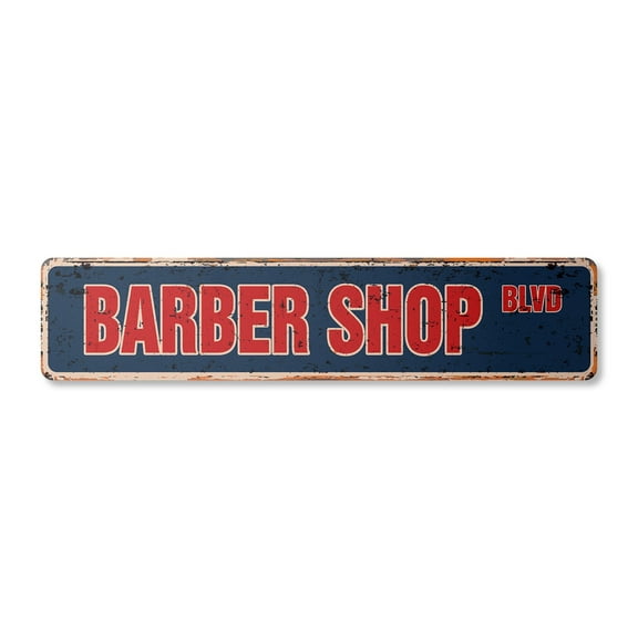BARBER SHOP Vintage Plastic Street Sign novelty salon barbershop stylist haircut | Indoor/Outdoor | 24" Wide