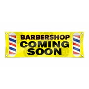 BARBERSHOP Coming Soon Banner 1ft X 3ft Yellow Barber Vinyl Display Hair Salon Poster Lounge Open Sign