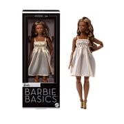 Barbie Basics Collectible Doll, Model 09 with Brunette Hair in Golden Dress & Strappy Heels