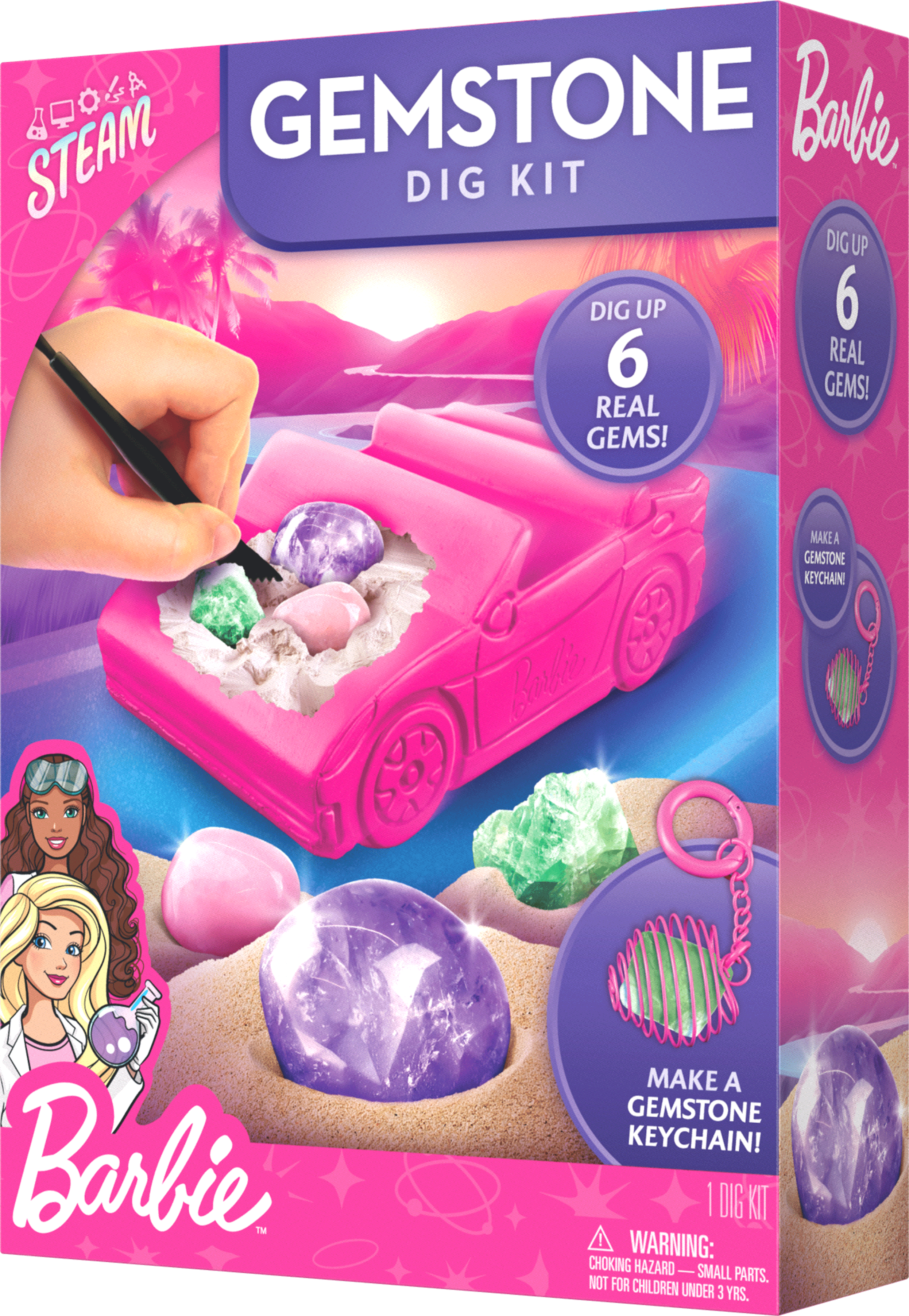 Barbie Gemstone Science Dig Kit for Kids Ages 4 and Up - Educational Geology Set by Blue Marble