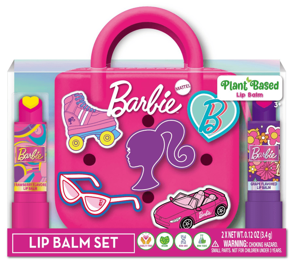 Barbie 2 Piece Plant Based Lip Balm with Silicone Handbag for