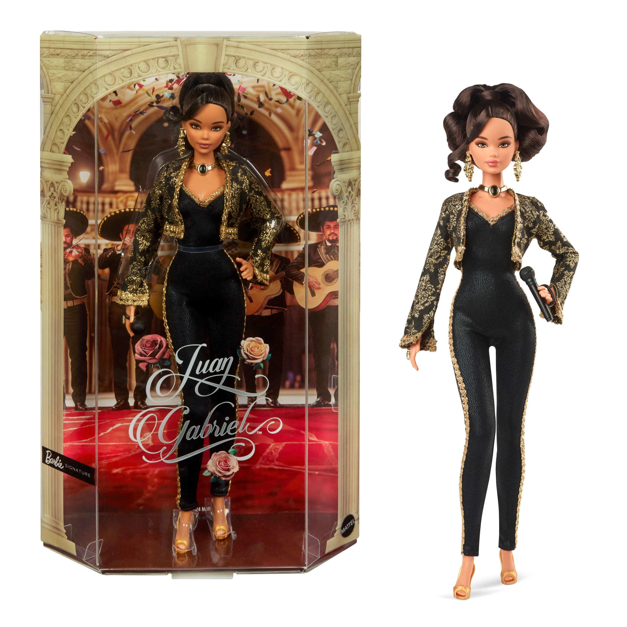 Barbie Signature Juan Gabriel Collectible Doll in Chic Black and Gold Suit Walmart