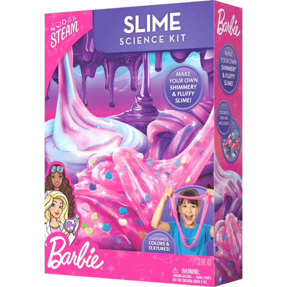 Barbie Slime Science Kit with Glitter and Fluffy Slime Accessories by Blue Marble