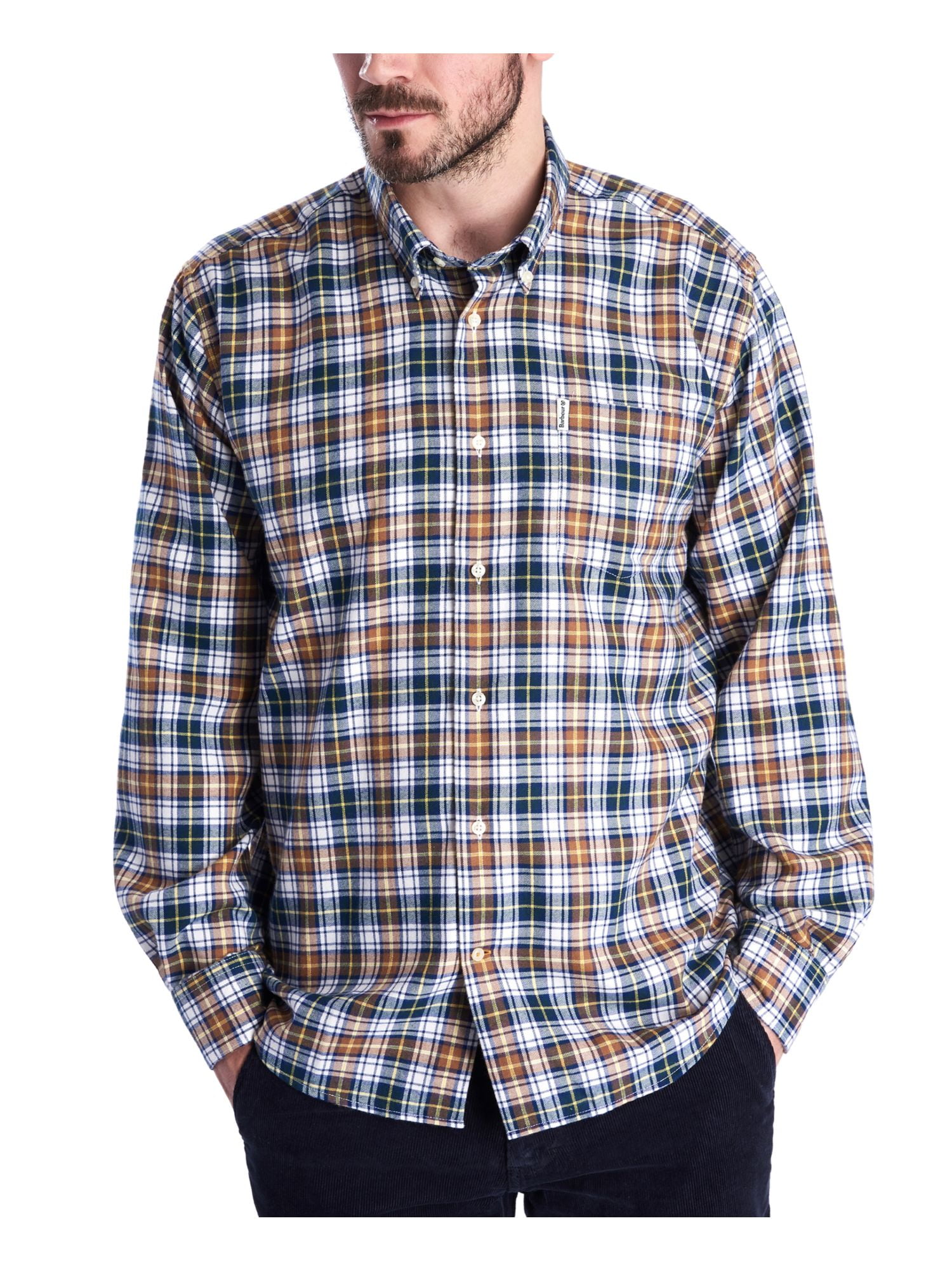 BARBOUR Men's Brown Plaid Long Sleeve Button Down Kuwait Ubuy - Main Image