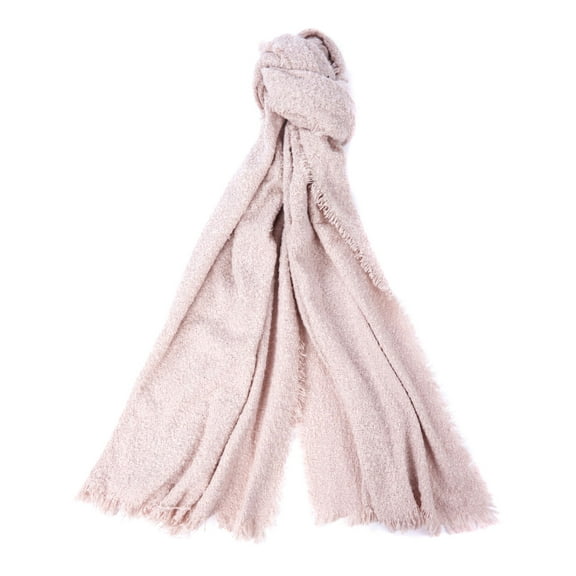 BARBOUR Womens Pink Polyester Boucle Wrap Fringed Winter Scarf