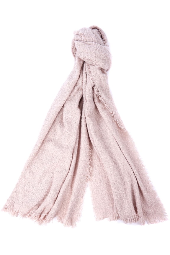 Womens Pink Polyester Boucle Wrap Fringed Winter Scarf