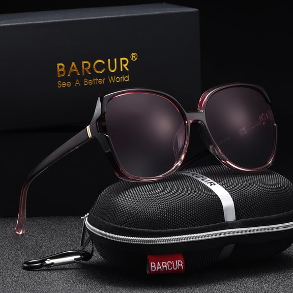 BARCUR 1 PCS Brand Oversize PC Frame Sunglasses Women Polarized Sunglasses Ladies Shades With Gradient Lens UV400 Protection