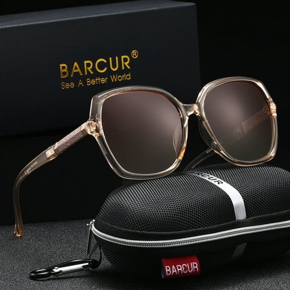 BARCUR Black Sunglasses Women Oversized Polarized Sunglasses Gradient Ladies Shades UV400 TAC Lenses Apparel Accessories Oculos