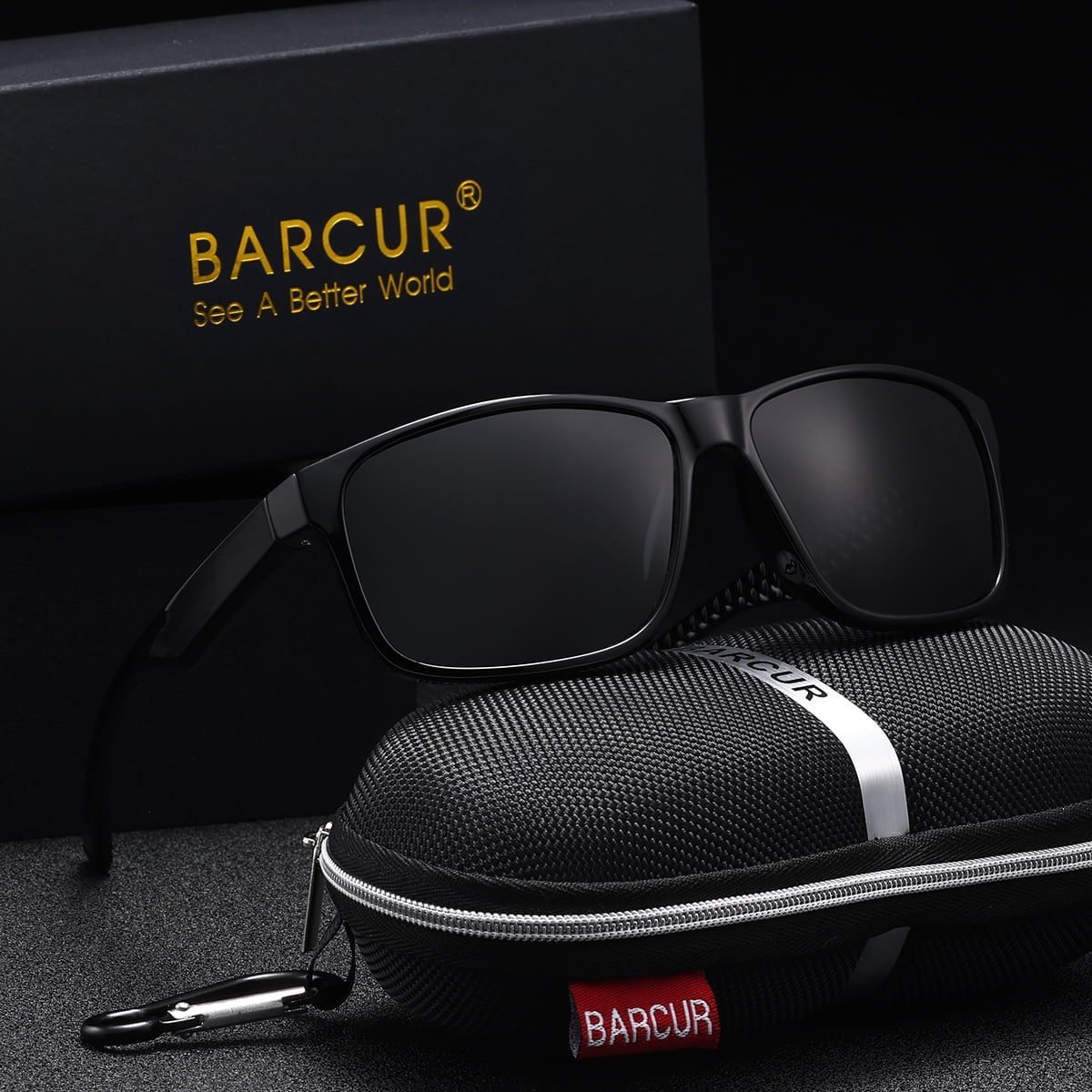 BARCUR Black Walnut Sunglasses Wood Polarized Sunglasses Men And