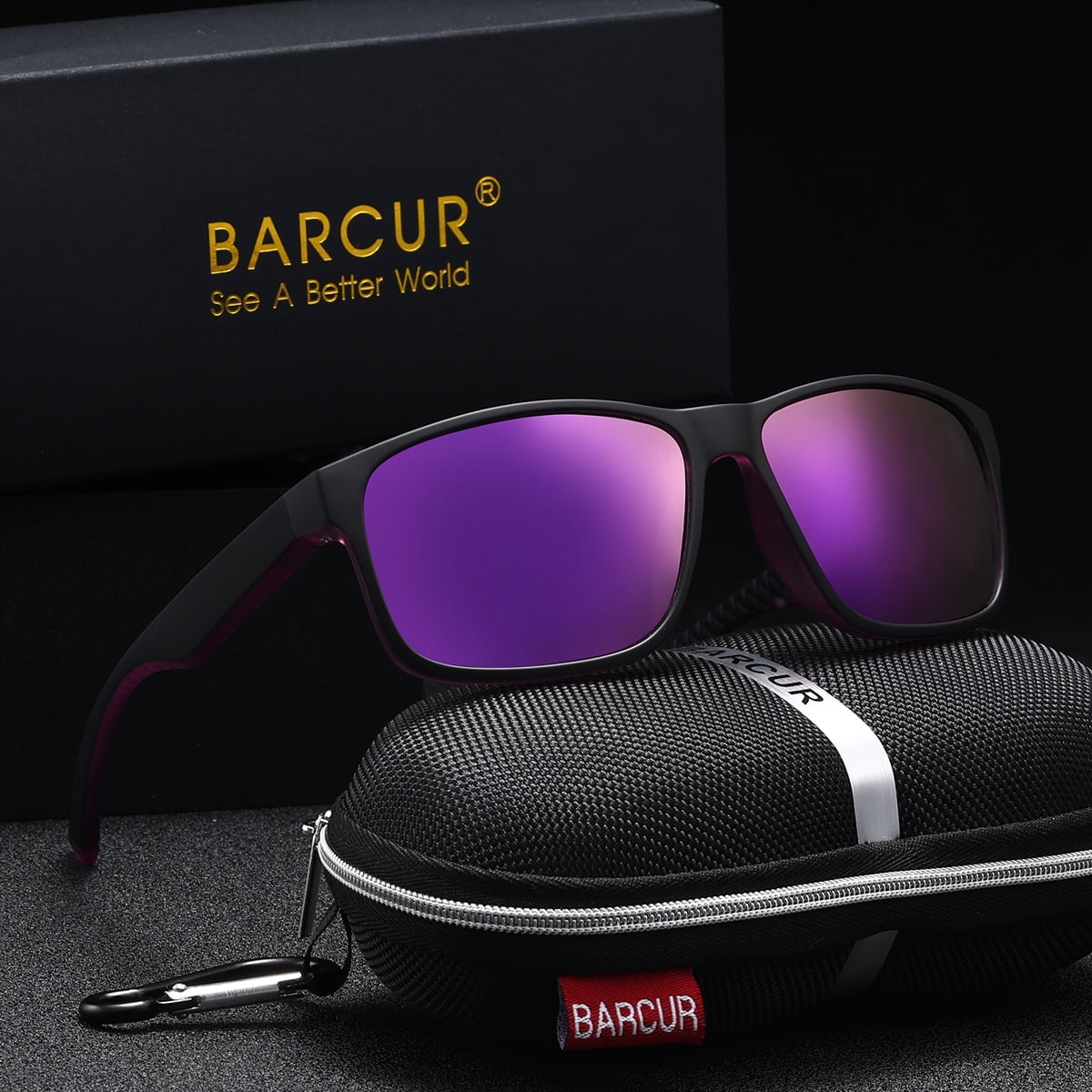 Barcur Purple Sunglasses BARCUR Sunglasses in Sunglasses - Walmart.com main image 3