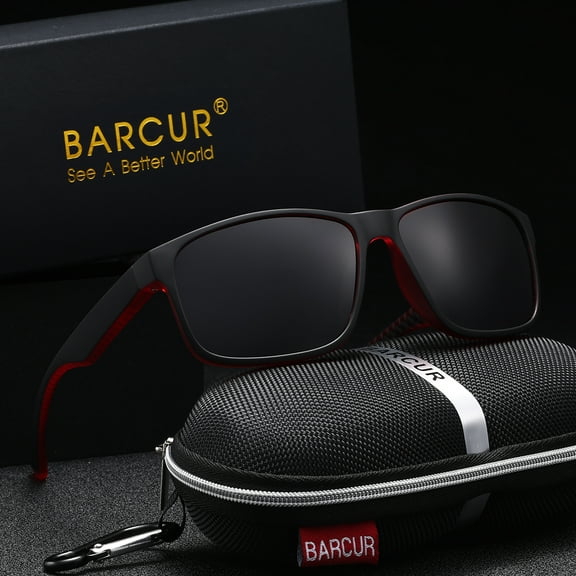 BARCUR Fashion Men Polarized Sunglasses Classic Matte Black Frame UV400 Sports Sun glasses for Men Women Accessories man