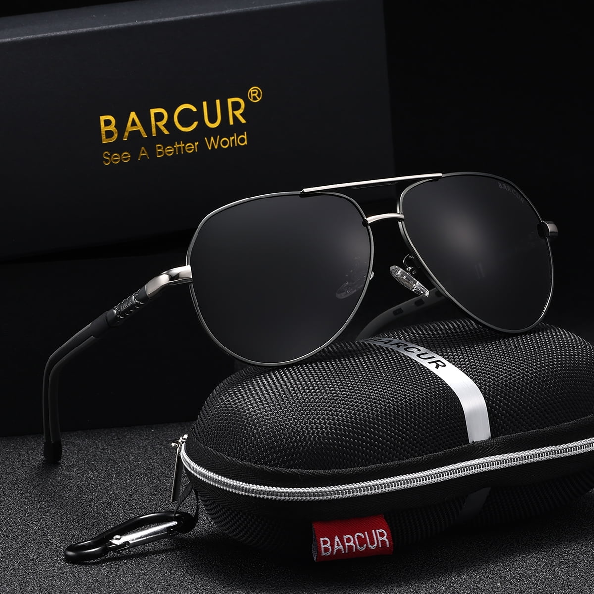 BARCUR Stainless Steel Men's Sunglasses Men Polarized Coating