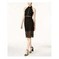 thumbnail image 1 of BARDOT Womens Black Lace Patterned Sleeveless Halter Midi Cocktail Sheath Dress 12\XL, 1 of 2