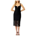 thumbnail image 1 of BARDOT Womens Black Zippered Fringed Lined Sheer Slitted Sleeveless Sweetheart Neckline Midi Cocktail Sheath Dress 4, 1 of 4