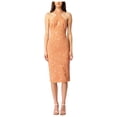 thumbnail image 1 of BARDOT Womens Orange Slitted Zippered Corset Boning Lined Lace Sleeveless Halter Below The Knee Evening Sheath Dress 6, 1 of 4