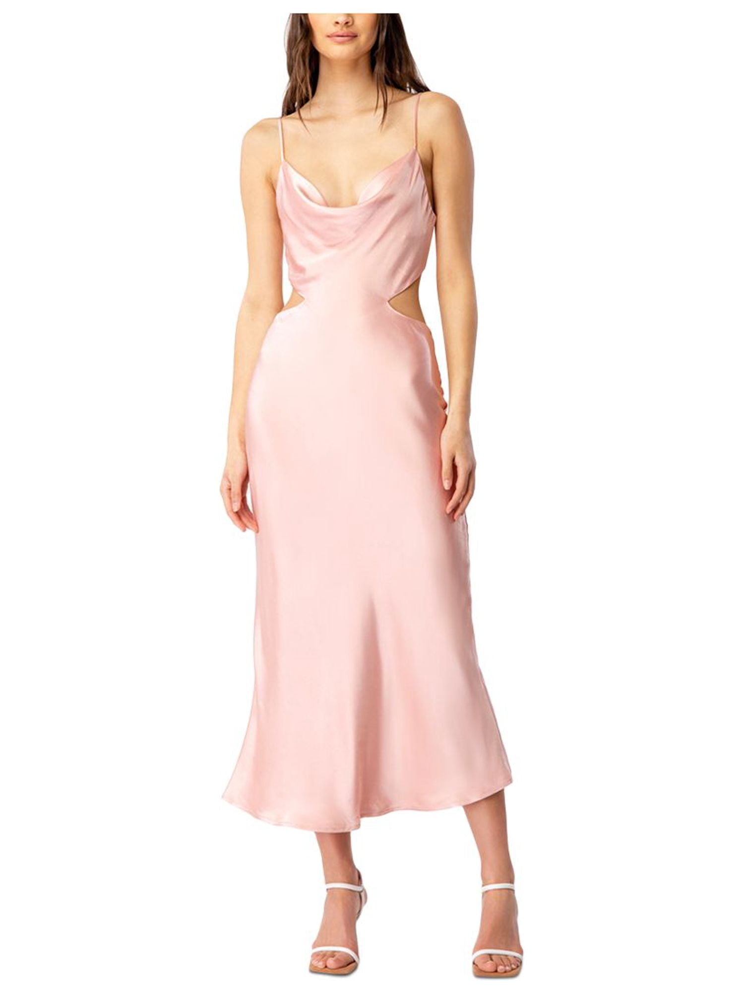 cut out bardot dress Bardot Cyrel chiffon plunge neck cut out out low back midaxi dress in rust
