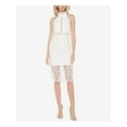 thumbnail image 1 of BARDOT Womens White Lace Sleeveless Halter Midi Evening Sheath Dress XS, 1 of 2