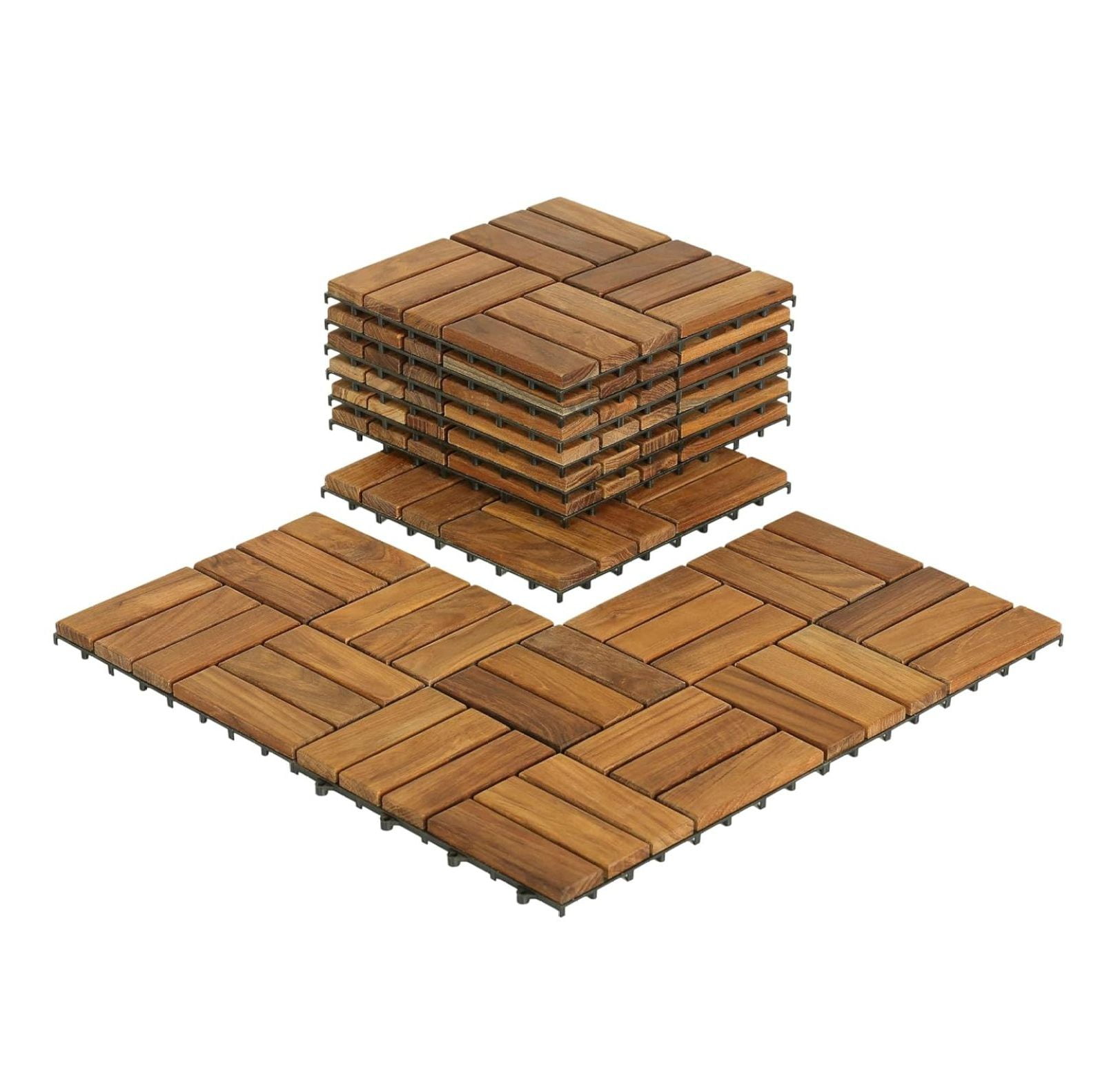 12" x 12" Teak Wood Interlocking Deck Tiles with Water Protection
