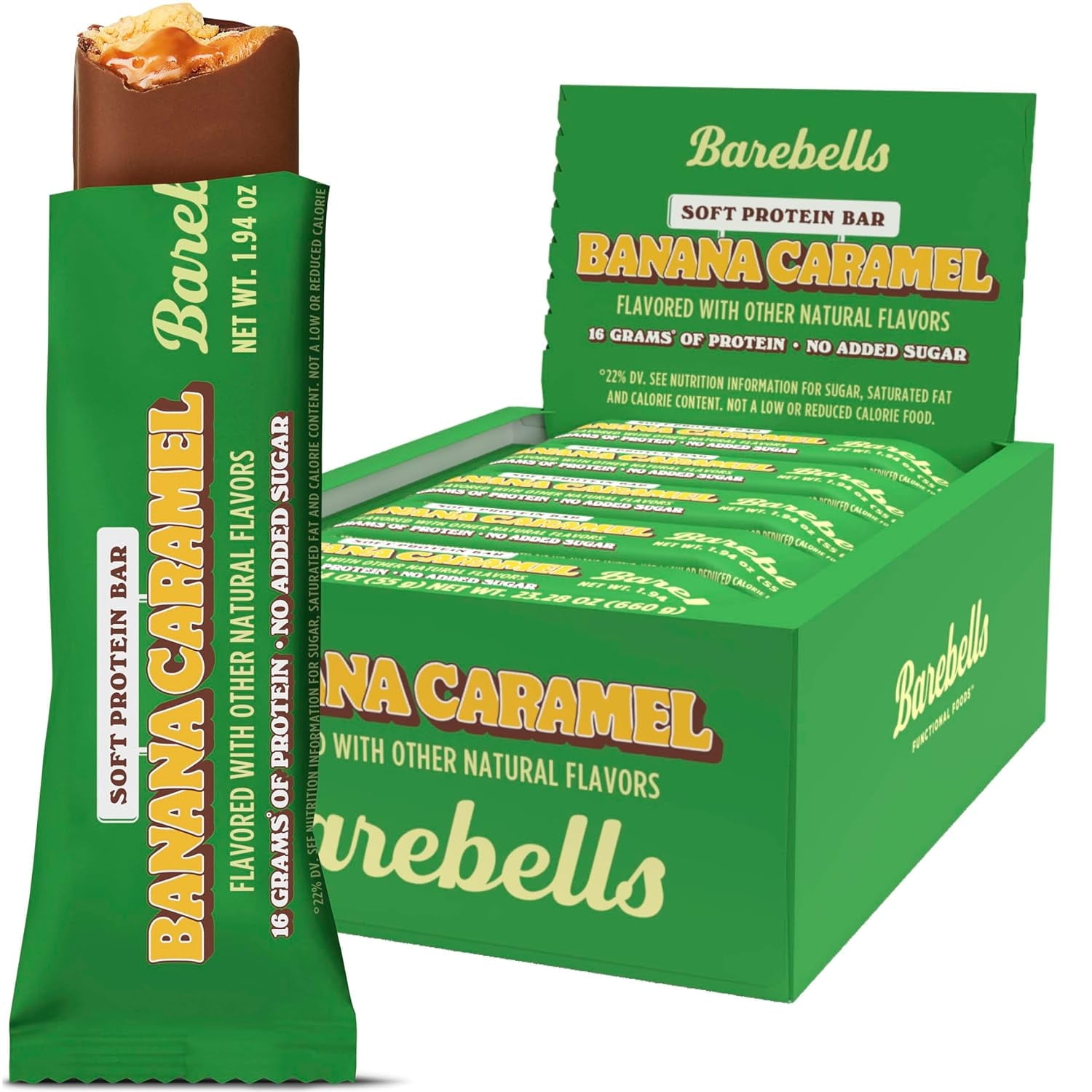 BAREBELLS Soft Bars Banana Caramel, 12 Pack