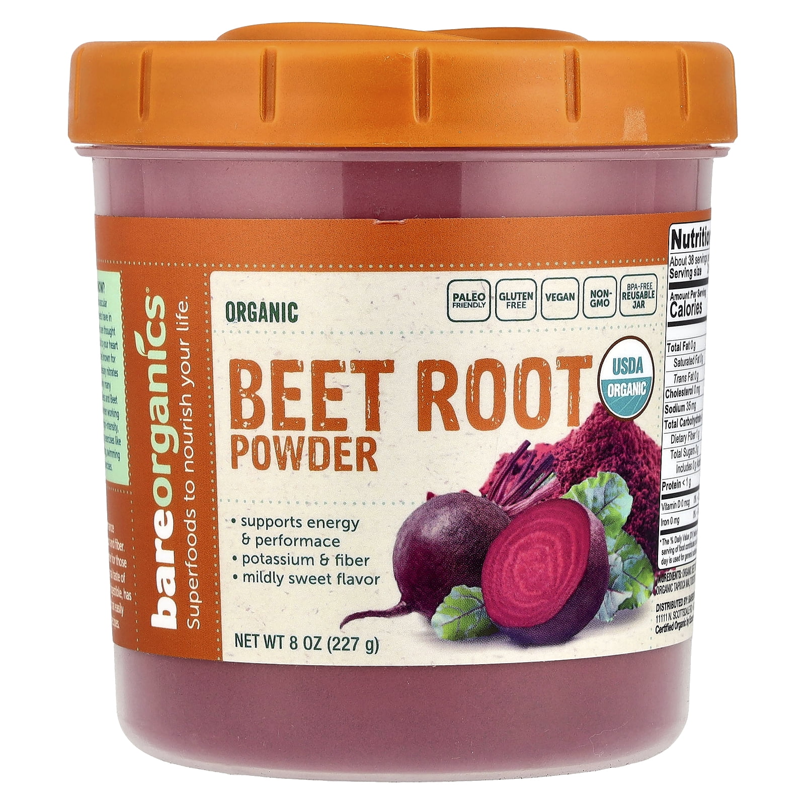 BAREORGANICS Beet Root Powder (Raw-Organic) (8Oz) 227G