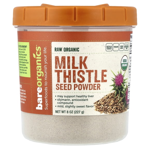BAREORGANICS Milk Thistle Seed Powder (8Oz) 227G