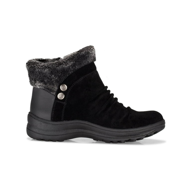 BARETRAPS Womens Black Button Detail Breathable Cushioned Water Resistant Aeron Round Toe Block Heel Zip Up Leather Snow Boots 5 M Walmart