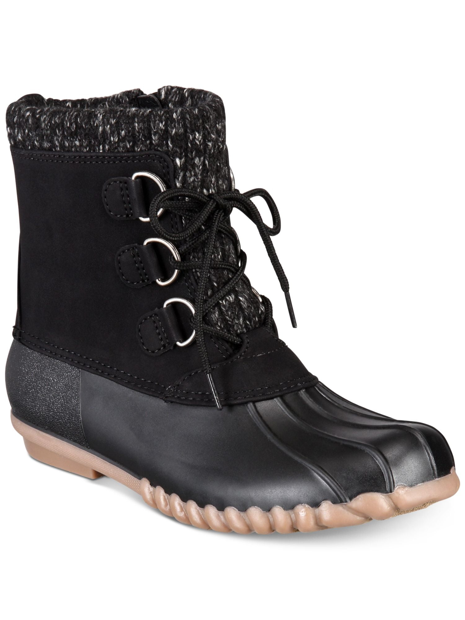 BARETRAPS Womens Black Comfort Insulated Zipper Closure Water Resistant Breathable Fabulous Round Toe Lace Up Duck Boots 7 M